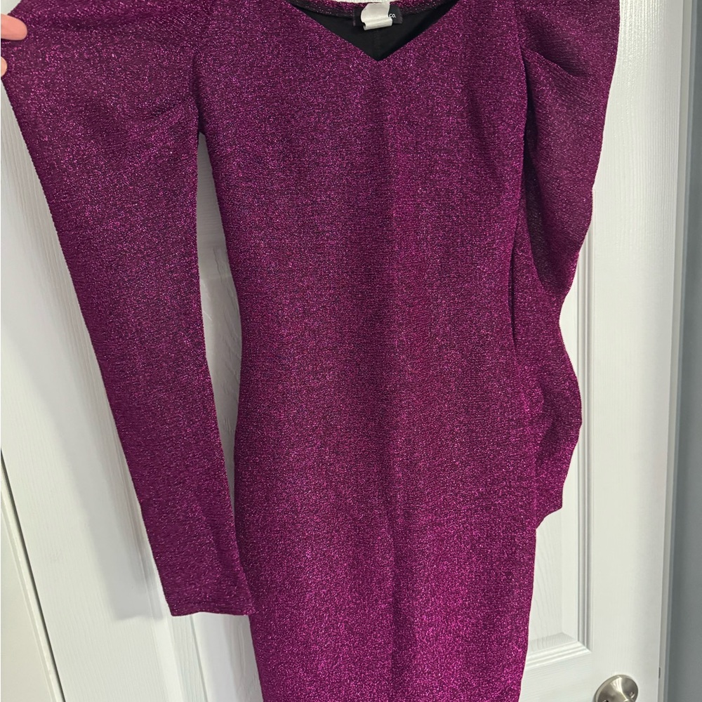 Chic Long Sleeve Purple Dress